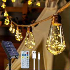 Ollny Солнечная фея огни на открытом воздухе с 24 S17 лампочки 12 м фея огни на открытом воздухе атмосферостойкий 8 режимов таймер диммируемый дл
