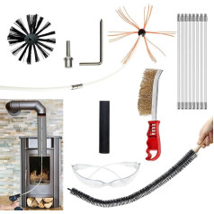 JOVANT Набор для чистки дымохода 21 футовая щетка с 8 гибкими нейлоновыми стержнями вращающаяся система очистки для каминов и труб