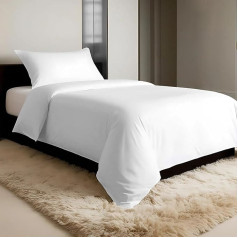 Pizuna 600 Thread Count Cotton Bed Linen, 100% Long Staple Cotton Duvet Cover and Pillillowcase, 100% Cotton Mako Satin, 2-Piece Bedding Set, 135 x 200 cm + 40 x 80 cm, White