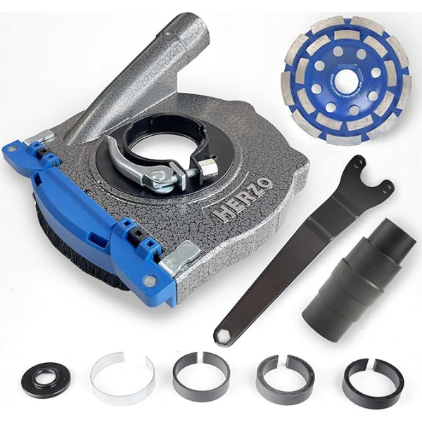 HERZO Комплект вытяжек для угловых шлифовальных машин с алмазным кругом 125 мм - прочная алюминиевая конструкция, высококачественный алмазный