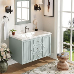 Waschbeckenunterschrank, Unterschrank, Waschtischunterschrank, Badezimmerschrank mit 3 Schubladen, viel Stauraum, Hängender Waschtisch, Moderner Stil,Badmöbel für Badezimmer, 78.5×46×46.8cm (Grün)