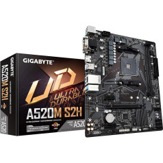 GIGABYTE A520M S2H (AMD Ryzen AM4/MicroATX/4+3 Phases Digital PWM Gaming GbE LAN/NVMe PCIe 3.0 x4 M.2/3 Display Interfaces/Q-Flash Plus/RGB Fusion 2.0/Motherboard)