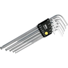 Набор шестигранных L-образных ключей Wiha 36998, длинный, дюймовый шаровидный конец в держателе ProStar, хромированная отделка