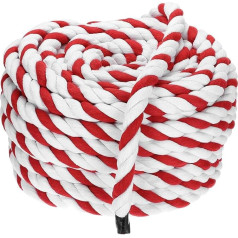 PATIKIL 1 Zoll x 100 Fuß Naturgedrehtes Baumwollseil 3 Strang Starkes Dickes Baumwollseil Tauziehseil für Geländer Handwerk Spiele Wohnkultur, Rot Weiß