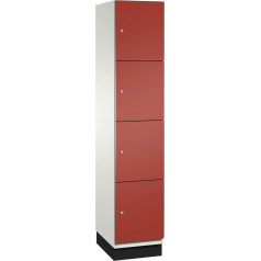 C+P | 4er-Schließfachschrank Cambio | 1 Abteil | reinweiß/feuerrot | Stahlblech-Tür | B 400 мм | 4 Fächer