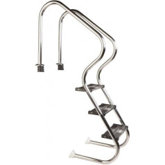 Лестница для бассейна из нержавеющей стали poolomio® Easy Entry Comfort для глубоких бассейнов - 3 ступени, нескользящая, прочная - подходит для бассейн