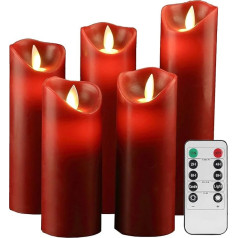 Светодиодные свечи Yiwer, свечи без пламени, 12 / 15 / 17 / 20 / 22 см Набор из 5 настоящих восковых свечей с реалистичным танцующим светодиодным пламе