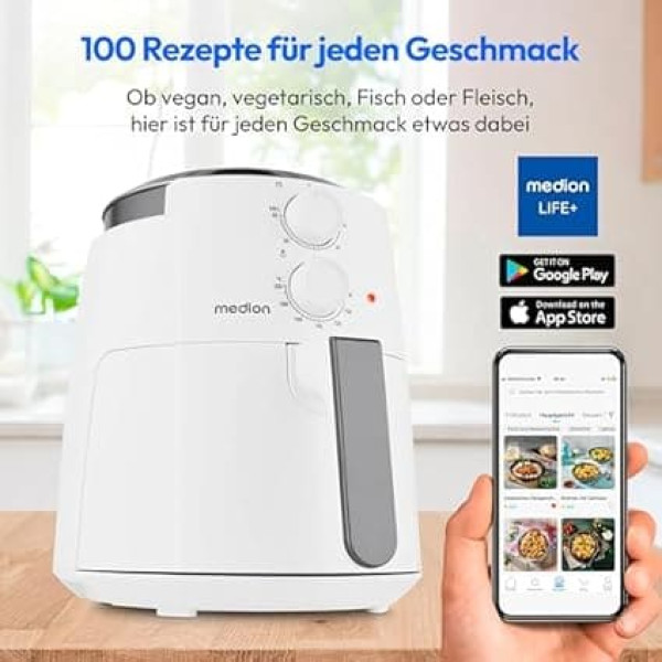 Фритюрница MEDION P30 L (4,7 л, мощность 1500 Вт, простое управление, жарка без масла, таймер на 60 минут, до 200°C, антипригарное покрытие, MD13020)