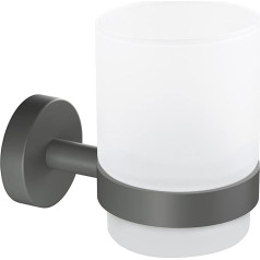 tesa Moon Grey Матовое стекло с держателем для зубных щеток, матовый серый, для ванных комнат в индустриальном стиле и современных ванных комнат, 