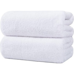 Polyte - Premium Microfibre Bath Towel - Lint Free & Quick Drying - White - 89 x 178 cm - Pack of 2