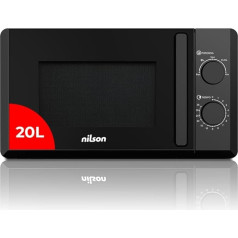 Микроволновая печь Nilson NMW2700N, 20 л, черное стекло, 700 Вт, 5 программ, функция размораживания, внутреннее покрытие, легкая очистка, таймер 35 мину