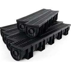 Траншейная дренажная система с пластиковой решеткой 15x13cm HDPE черный пластик дренаж траншея гараж сад 6x39 с 6 концевые крышки удобная сборка (
