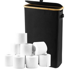 BAODBF Органайзер для ванной комнаты, хранение туалетной бумаги, хранение туалетной бумаги с крышкой, 43 x 17 x 66 см (черный)