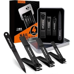 Набор кусачек для ногтей Foranyo, 4 штуки, кусачки для ногтей из нержавеющей стали, кусачки для ногтей с косым краем, триммер для ногтей с чехлом