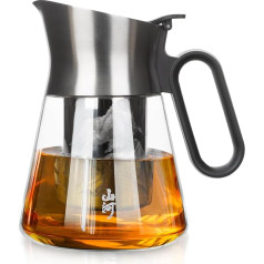 ZENS Стеклянный чайник с ситечком, 680 мл Дизайн Маленький стеклянный чайник с носиком из нержавеющей стали для приготовления холодного чая, о