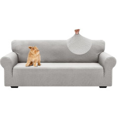 YSTELLAA Stretch Sofa Cover 3 Seater, Sofa Protector Non-Slip with Armrest, Universal Jacquard Sofa Cover, Thick Sofa Cover for Dogs, Cats and Pets, Washable Sofa Cover, Silver Grey