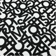 Ткань Kt KILOtela с печатью на холсте - пэчворк 300 см в длину х 280 см в ширину | буквы - белый, черный - 3 метра