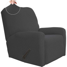 Easy-Going Stretch Sofa Cover 4 Pieces Furniture Protector Couch Soft with Elastic Bottom Spandex Jacquard Fabric Small Checks (Lounger, Dark Grey)