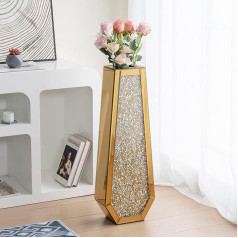 SHYFOY Большая высокая напольная ваза 30 дюймов Современные высокие вазы для помещений серебристые с хрустальными бриллиантами и зеркальным 