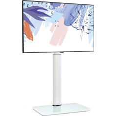 FITUEYES Белая подставка для телевизора Напольная подставка для телевизора Регулируемая высота Поворотная для плоских и изогнутых телевизор