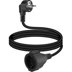 YANBORONSN 90 градусов короткий удлинительный кабель Schuko, 3G 1,5 мм² с защитным контактом от мужчины до женщины, черный