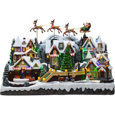 Wintem Рождественская деревня со светодиодной подсветкой и музыкой 37 x 55 x 33 см - Рождественское украшение в движении, идеально подходит для ук