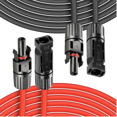 Удлинитель солнечного кабеля, 2 x 3 м, 1/2/3/5/8/10/15/20/30 м, 4 мм²/12AWG, 1500 В, фотоэлектрический кабель с вилкой, водонепроницаемый IP68, для солнечных сис