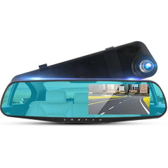 Зеркало заднего вида Dash Cam, 4.3 дюймовый экран HD 1080P камера заднего вида, автомобильный регистратор, технология WDR, обнаружение движения, G-сен