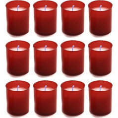 AROMATIS - 12 красных свечей 6,5 x 4,7 (диаметр) см (2,56 x 1,85 дюйма) - вотивная свеча - литургические свечи пожеланий - время горения 24 часа