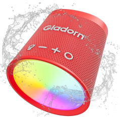 Gladorn Bluetooth колонка с RGB огнями, 20 часов воспроизведения, стерео сопряжение, интенсивный бас, IPX6 водонепроницаемый, Bluetooth 5.3, портативная колон