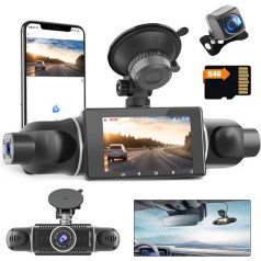 Hikity 3,0 дюйма DVR 1080P WiFi Dash Cam четыре автомобильные камеры приложение управления с 64 ГБ SD карты 360 ° широкий угол с 24H парковки мониторинга G-сенс