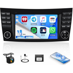 2GB + 64GB CAMECHO Android 13 Автомобильное радио с навигационной системой для Mercedes Benz E-Class W211 CLS Class W219, двойной DIN радио с 7-дюймовым сенсорным экраном Зе