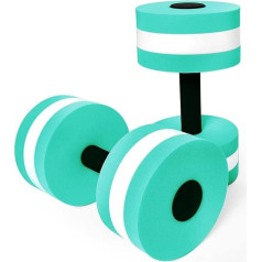 Timoo Aquatic Dumbells Set of 2 Water Dumbells for Water Aerobics Water Weights for Pool Exercise Set High-Density EVA-Foam Pool Dumbells, Cyan