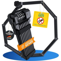 Складной замок для велосипеда 120 см с кронштейном - всего 980 г. Очень легкий, уровень безопасности 15, защита от кражи, [индивидуальный PIN-код] к