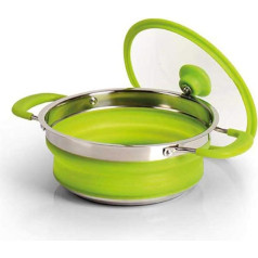 Camp4 Силиконовый горшок складной 20 x 30 x 3,5 / 8,5 см лайм со стеклянной крышкой