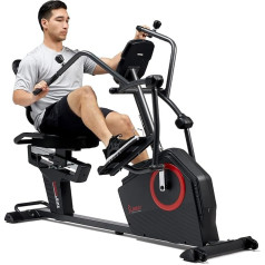 Sunny Health & Fitness Электромагнитный эллиптический тренажер Recumbent Cross Trainer с эллиптическими тренажерами для рук, возможность подключения приложе