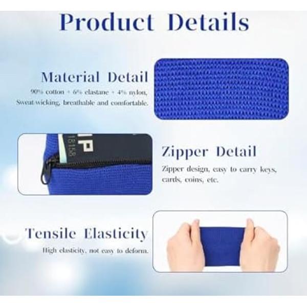 4 Pack Wrist Wallet Lightweight Wristlet Zipper Purse Sportswear Wrist Bag Sweatbands Wrist Bag for Women Men Armband for Running Hiking Workout