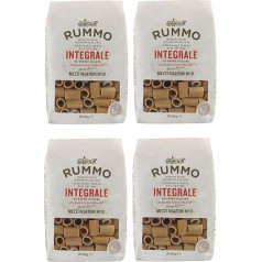 Rummo Цельнозерновые макароны Mezzi Rigatoni N°51, цельнозерновые макароны, итальянские макароны, 500 г, упаковка из 4 штук