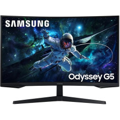 Изогнутый игровой монитор Samsung Odyssey G55C, 32-дюймовый экран с панелью VA, 2560 x 1440 пикселей, радиус 1000R, HDR10, AMD FreeSync, частота обновления 165 Гц, время о