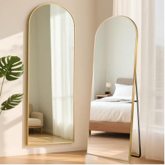 ABXMAS напольное зеркало прямоугольное 165 x 60 см золотистого цвета алюминиевое изогнутой формы стоячее настенное зеркало для прихожей или спа