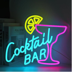 DWOOKE Коктейль бар неоновый знак, коктейль стекло, светодиодная неоновая подсветка для дома и паба, диммируемый, USB питание неоновый бар знак 