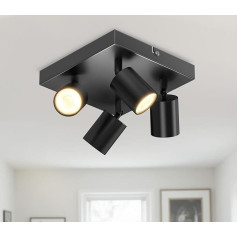 LVWIT Потолочный точечный светодиодный светильник черный 4 лампочки квадрат - Металлический светодиодный потолочный светильник поворотный G