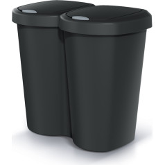 Контейнер для мусора Compacta B Duo, черный, вместимость 40 л, одно отделение, две крышки, настенное исполнение, NDBS40-S411