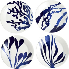 1815 Pacific 9,4 дюйма Тарелки со смешанным рисунком, синие, набор из 4 штук