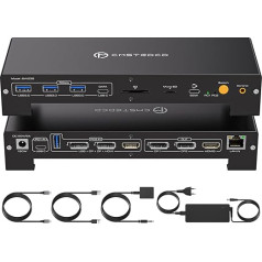 CMSTEDCD USB C KVM док-станция для ноутбука и рабочего стола 100W PD 4K60Hz HDMI Displayport KVM переключатель 2 ПК 3 монитора 16-в-1, 1000Mbps Ethernet, 3 x USB 3.0, USB-C, 65W PD, слот дл