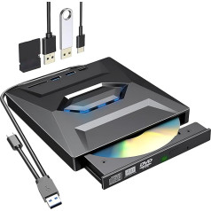 Внешний CD DVD привод USB 3.0 Type C, DVD привод с пишущим устройством, внешний привод для ноутбука, настольного компьютера, совместим с Windows XP/Vista/7/8/10/1