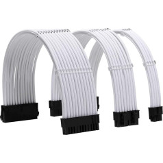 Formulamod Комплект удлинительных кабелей питания 18AWG ATX 24P+ EPS 8-P+PCI-E8-P с гребенками для подключения БП к материнской плате/ГПУ (белый)