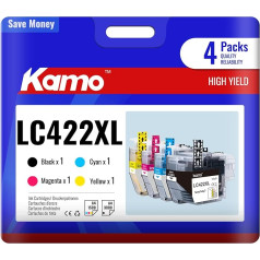 Картриджи для принтера kamo LC-422 XL Совместимость с Brother LC-422VAL LC422 LC-422XL картриджи мультипак (упаковка из 4) для MFC-J5340DW MFC-J5345DW MFC-J5740DW MFC-J6540DW MFC-J6940DW MFC