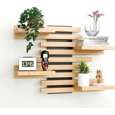 Настенная деревянная полка Qoka Crafts - модульный книжный шкаф из массива дерева - плавающая полка для гостиной, кухни и ванной комнаты - винтаж