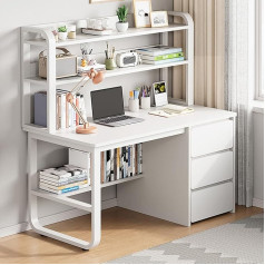 140 см Computertisch mit Stauraum, rechteckiger Arbeitstisch mit 3 Schubladen für Home Office, Schreibtisch mit Credenza, moderner Arbeitsplatz, keine Stühle im Lieferumfang enthalten